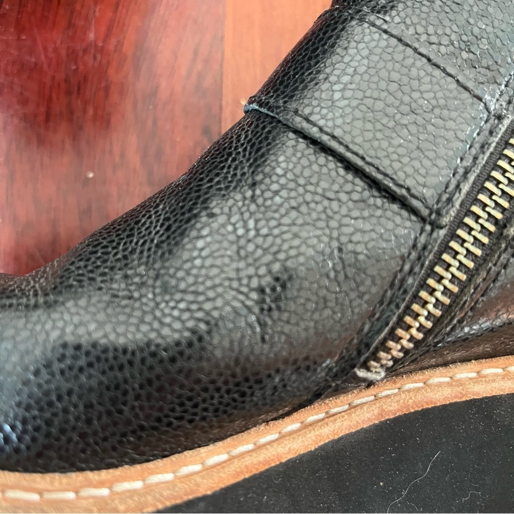 Eileen Fisher Cargo Ankle Bootie 6.5 Leather Lug Sole Minimalist Edgy Chunky - Picture 9 of 14